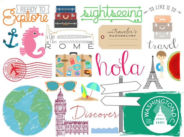 France Sightseeing Scrapbook Stickers