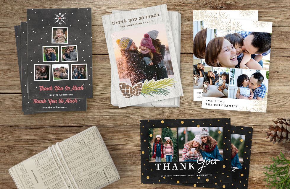 Flat cards you can personalise with messages and photos