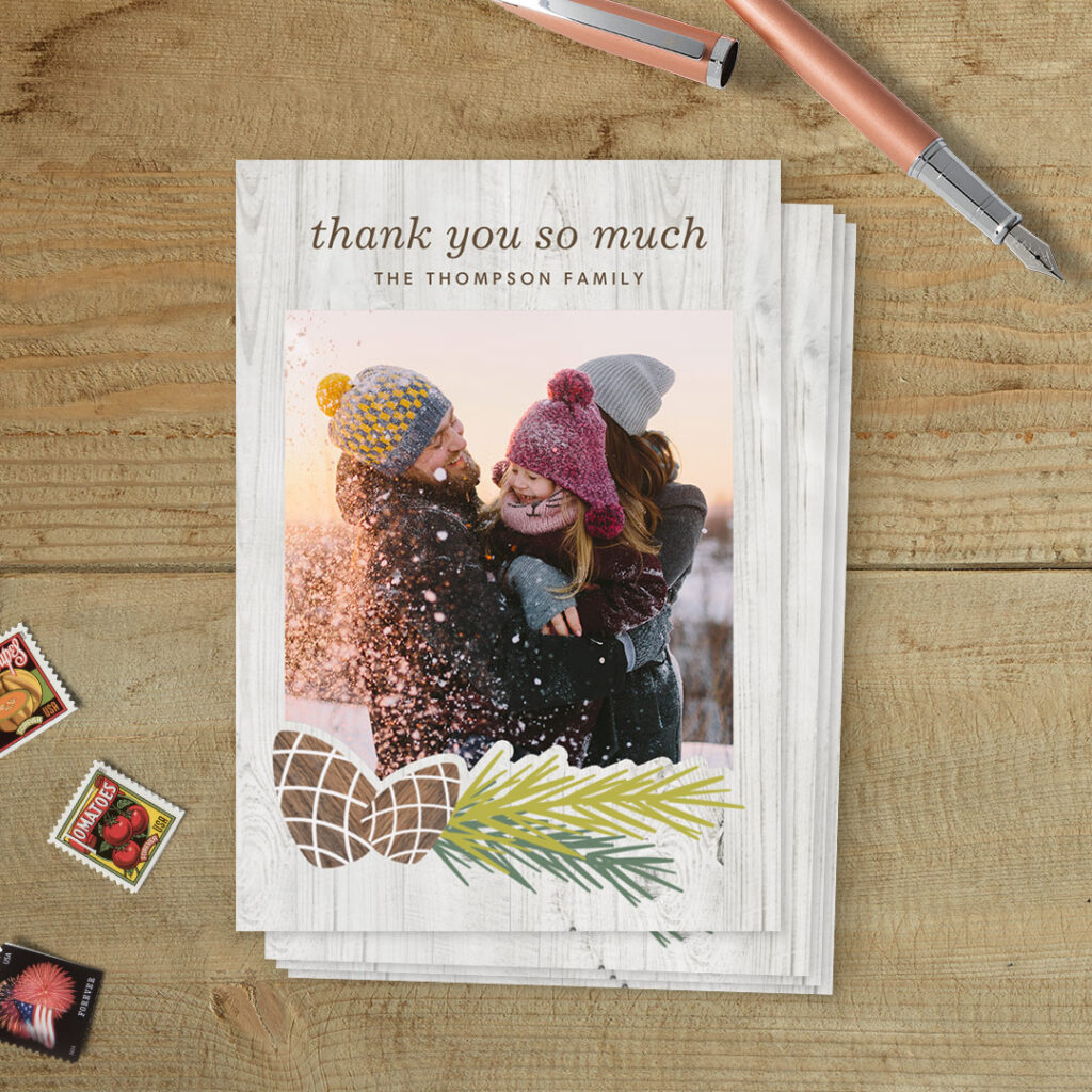 Christmas Thank You Cards ~ Personalised ~ Folded ~ DD2 Blank Inside 