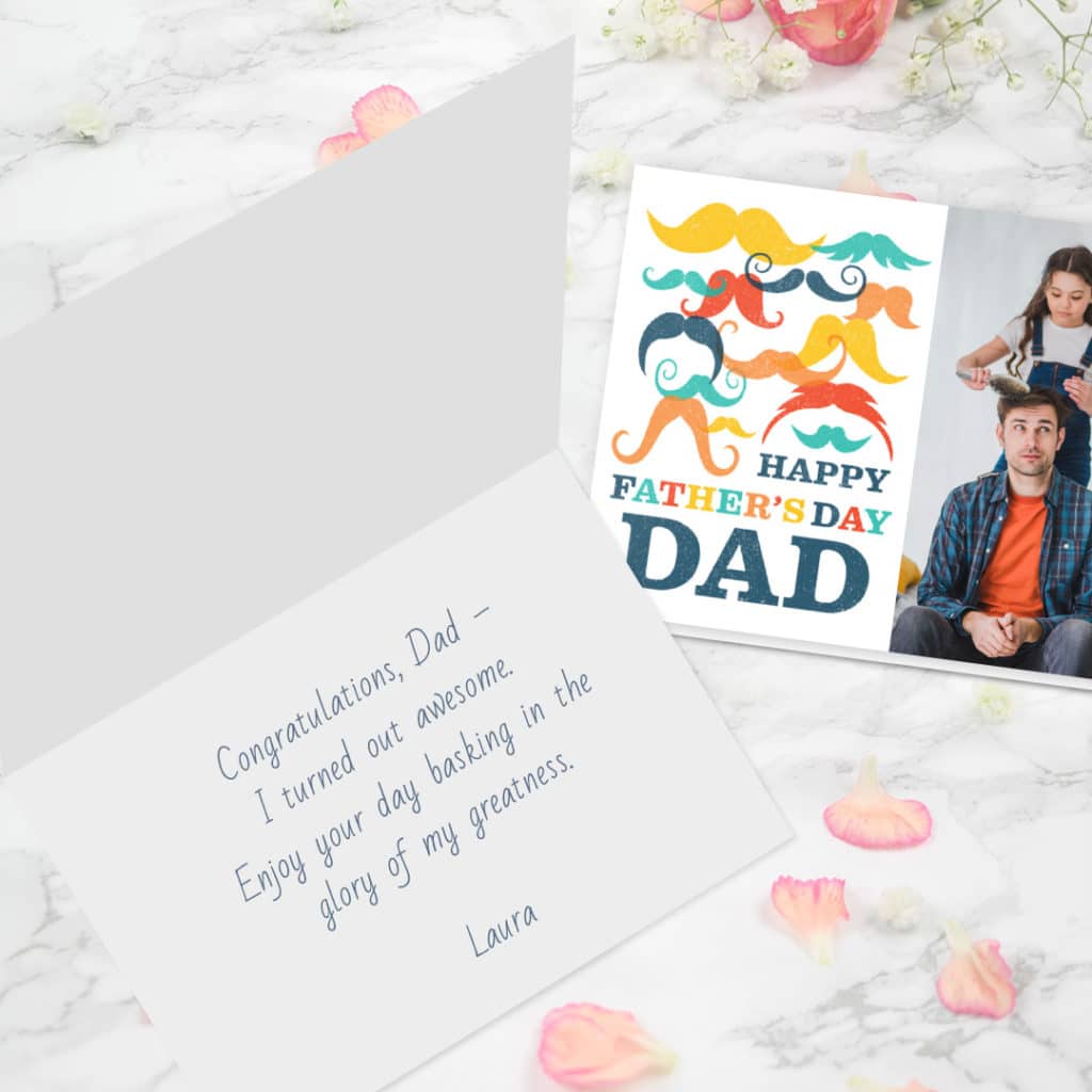 Dad will love the personalised Fathers' Day message in his card