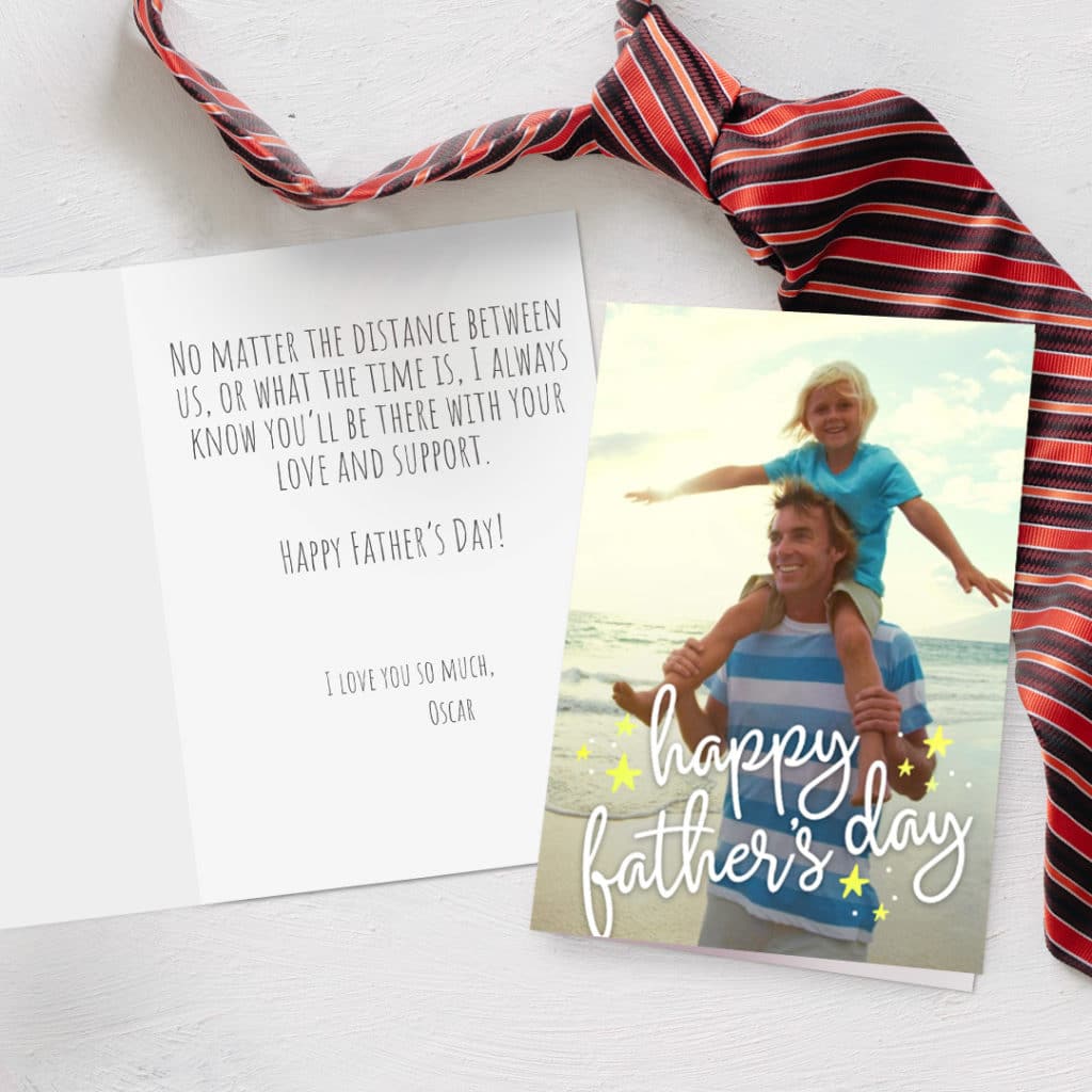 Create photo Father's Day cards with personalised messages for Dad in minutes