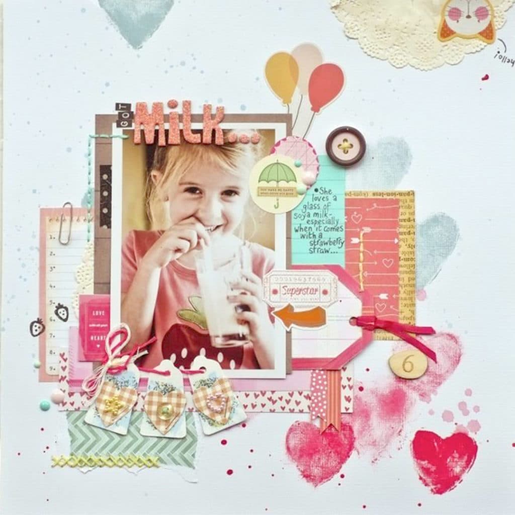 Photo of girl drinking milkshake on scrapbook cover