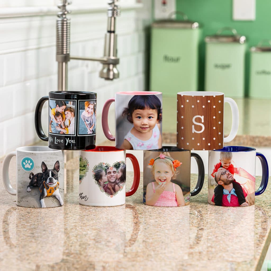 Choose from a wide range of mugs that you can customise with photos, images and text