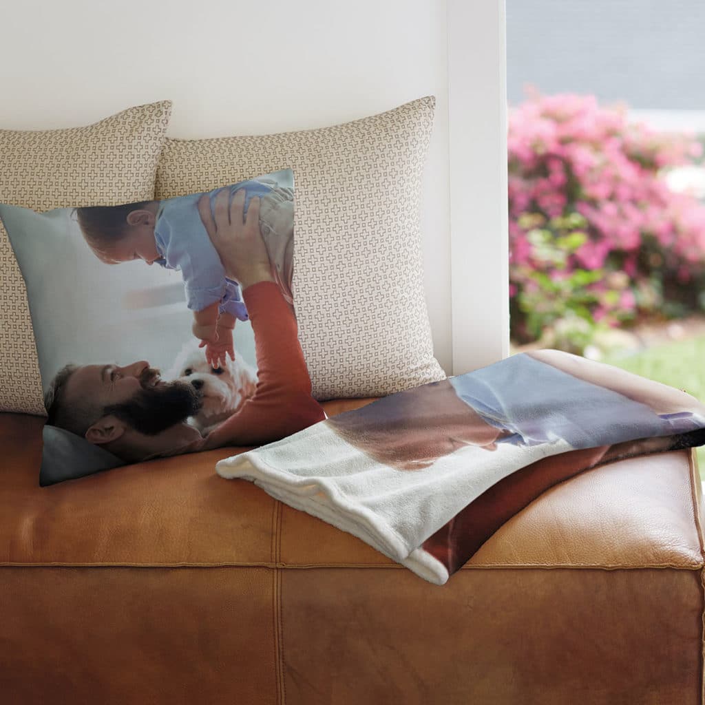 Create personalised blankets and cushions for Dad