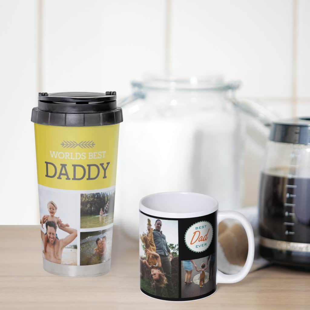 Dad will love customised coffee mugs and travel mugs