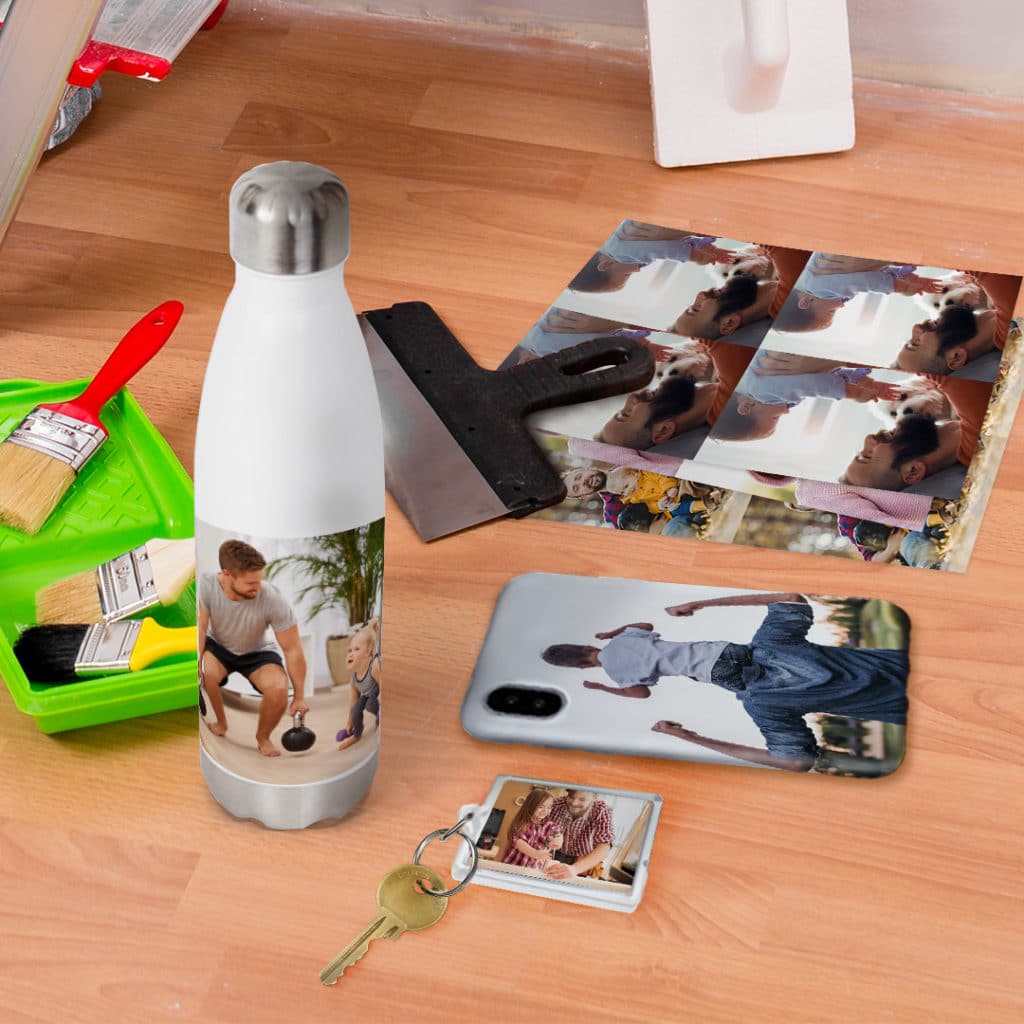 Create photo gifts for Dad this father's Day - picture perfect prints, keyrings and water bottles