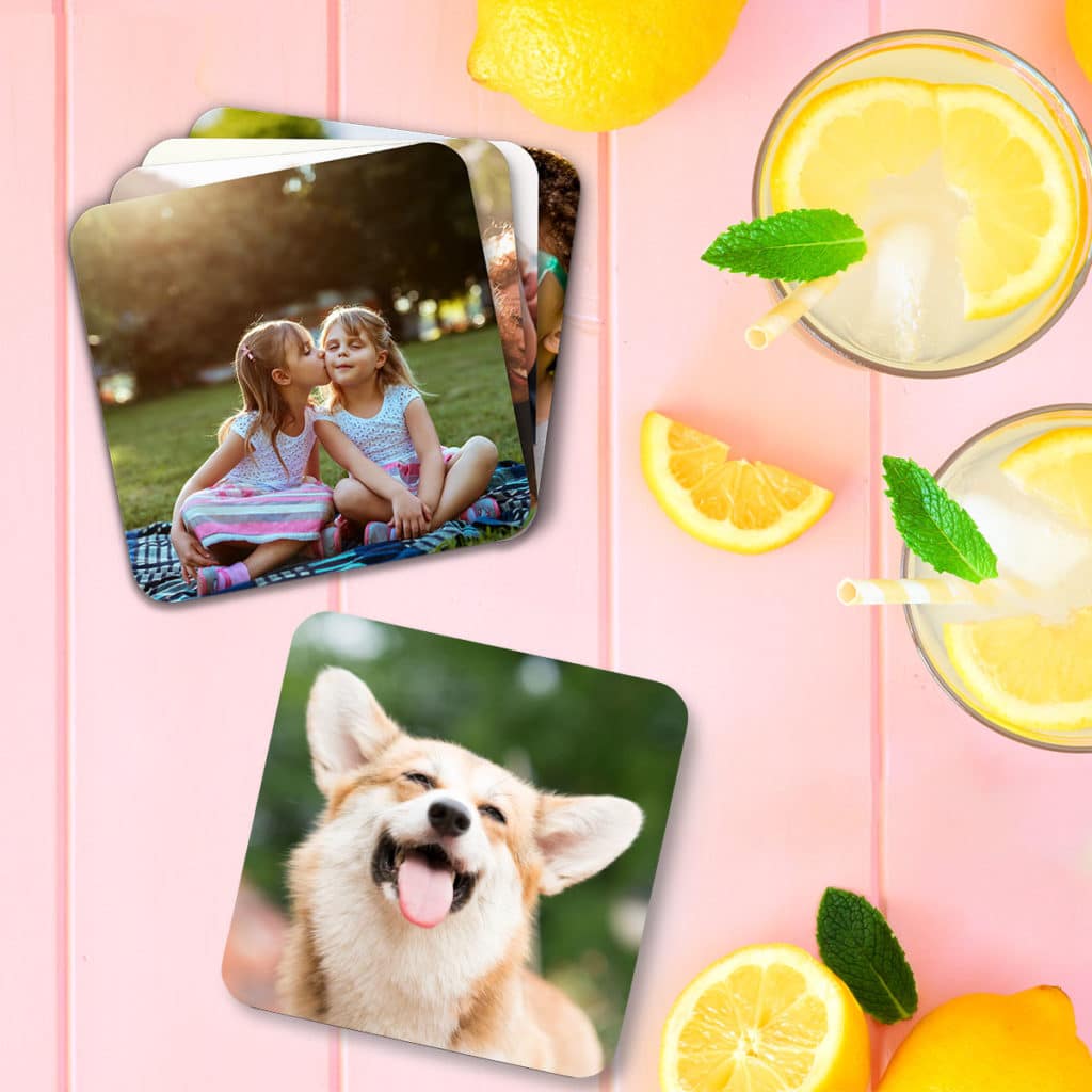 Picture perfect photo coasters brighten up any table