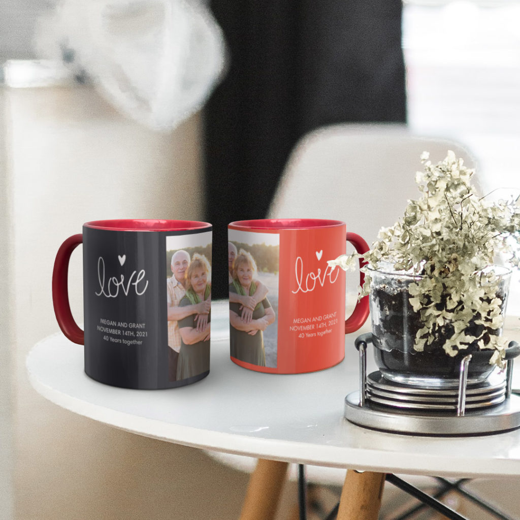 two mugs on dining room table