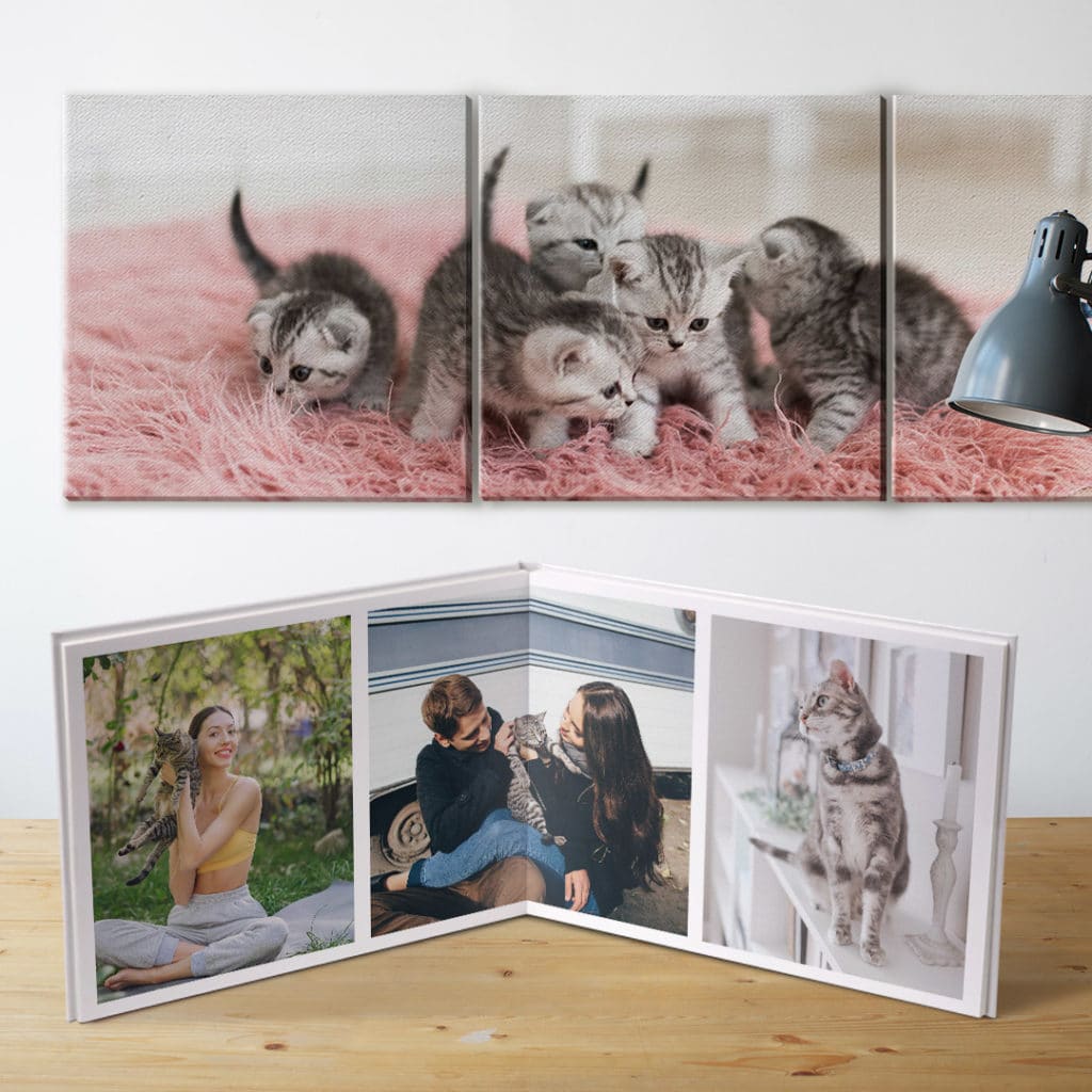 canvas prints and open photo book
