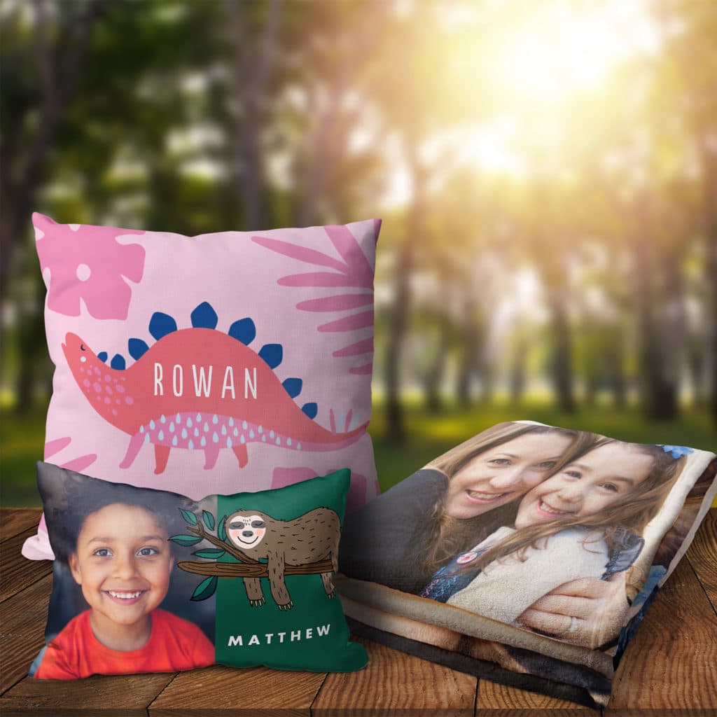 Make it personal. Add photos and text to personalised fleece blankets and cushions