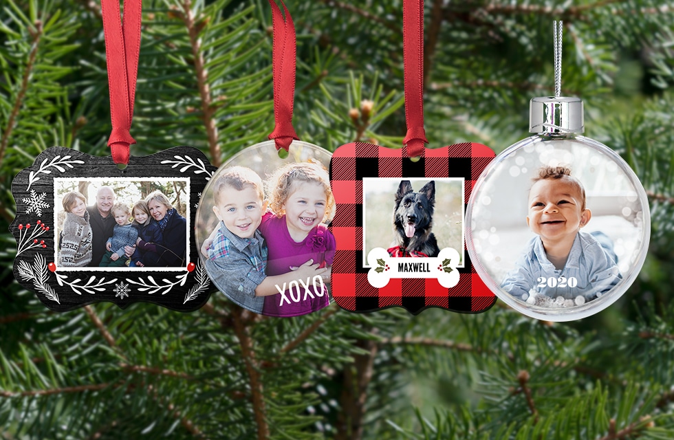Creative custom christmas tree decorations - just add photos