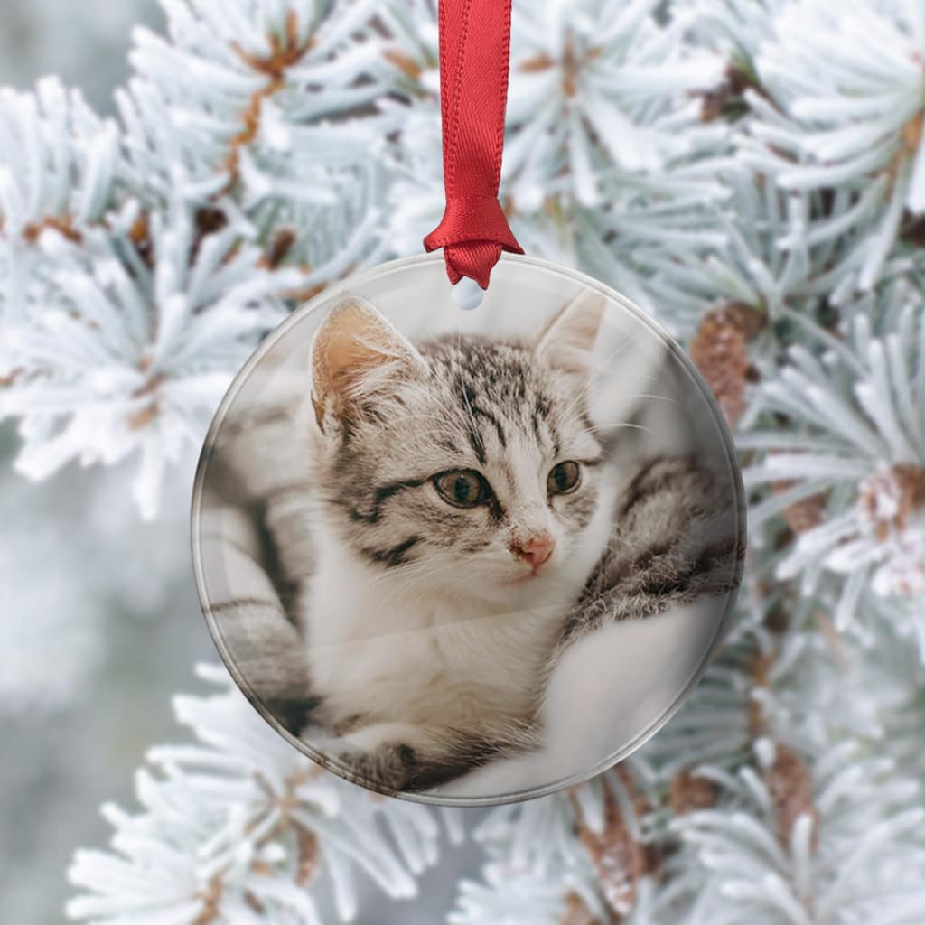Round acrylic photo Christmas tree decoration
