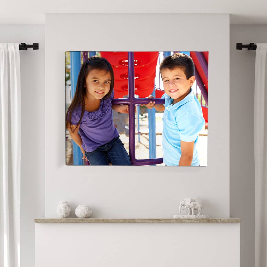 Showcase their first day at school picture as a large format canvas photo print