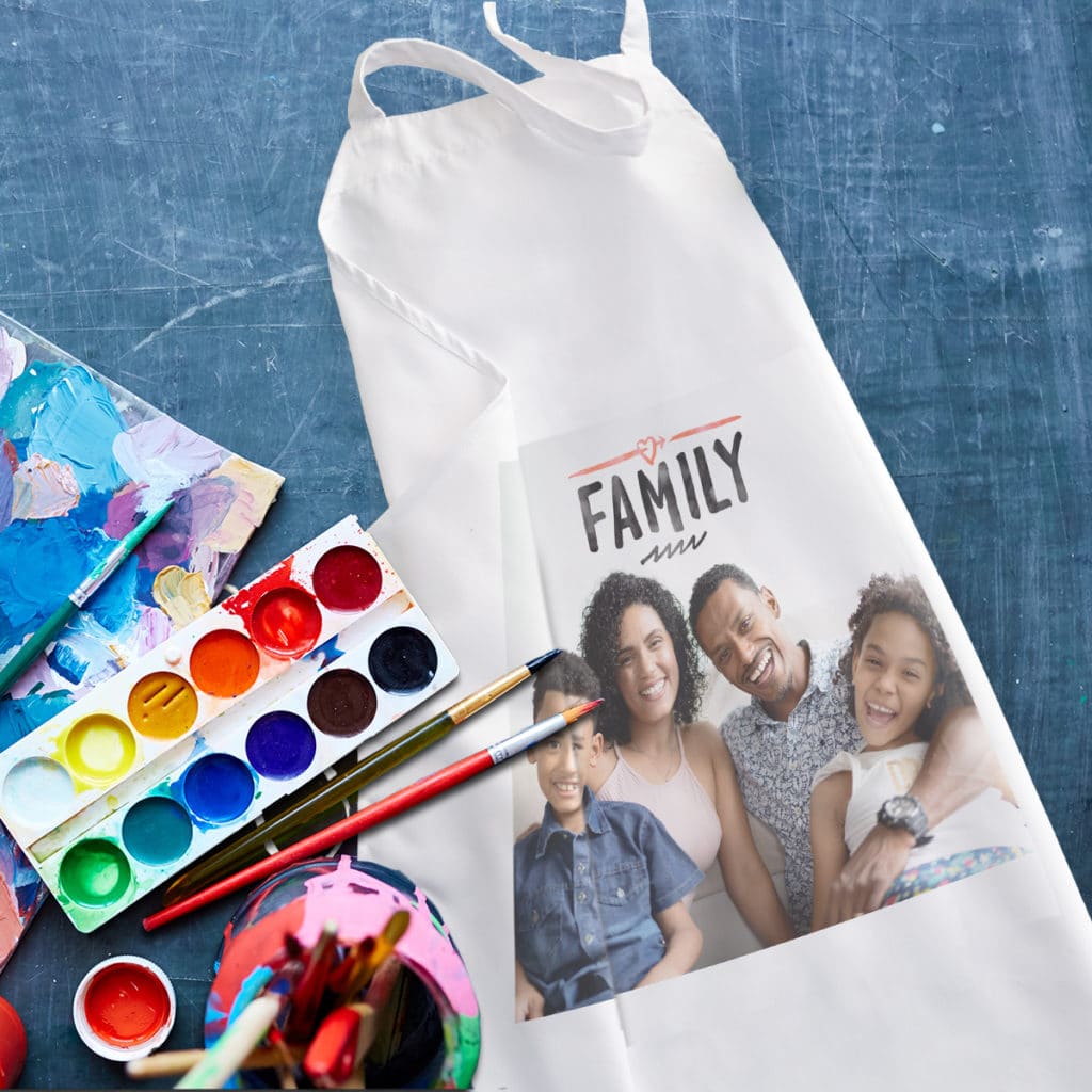 Personalized photo aprons are perfect for crafting