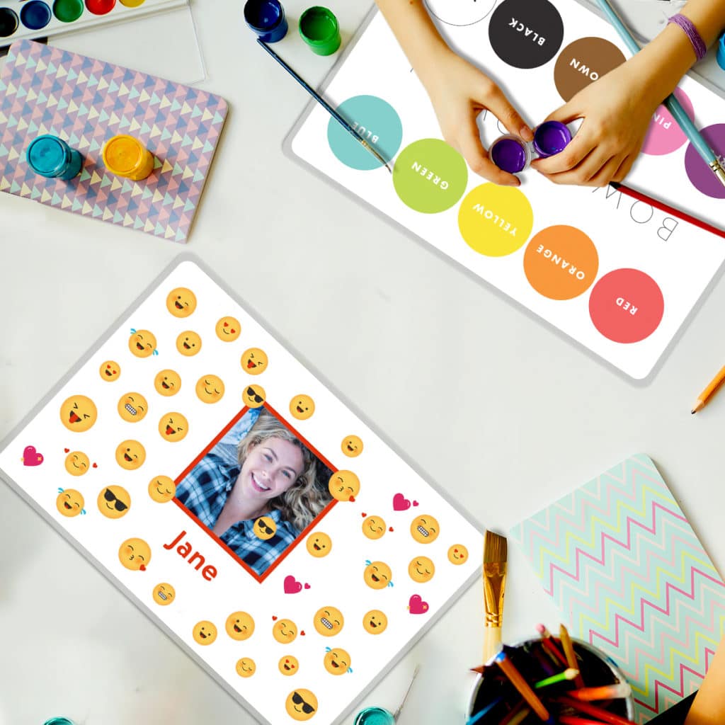 Custom laminated placemats make crafting less messy and brighten up your craft table
