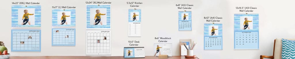 Snapfish has many different calendar sizes to create