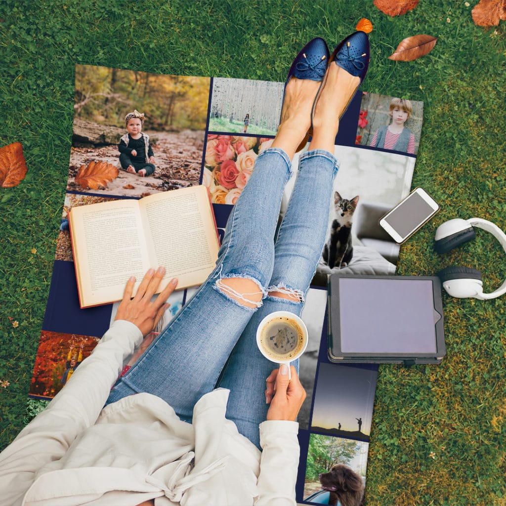 Personalized picnic blankets are perfect for outdoors - no photo needed