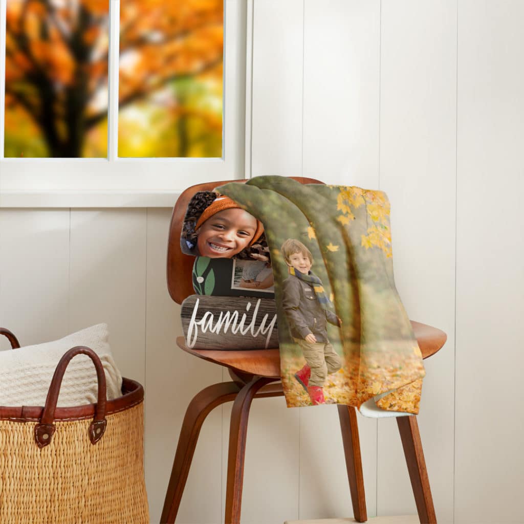Customise blankets and cushions with favourite photos