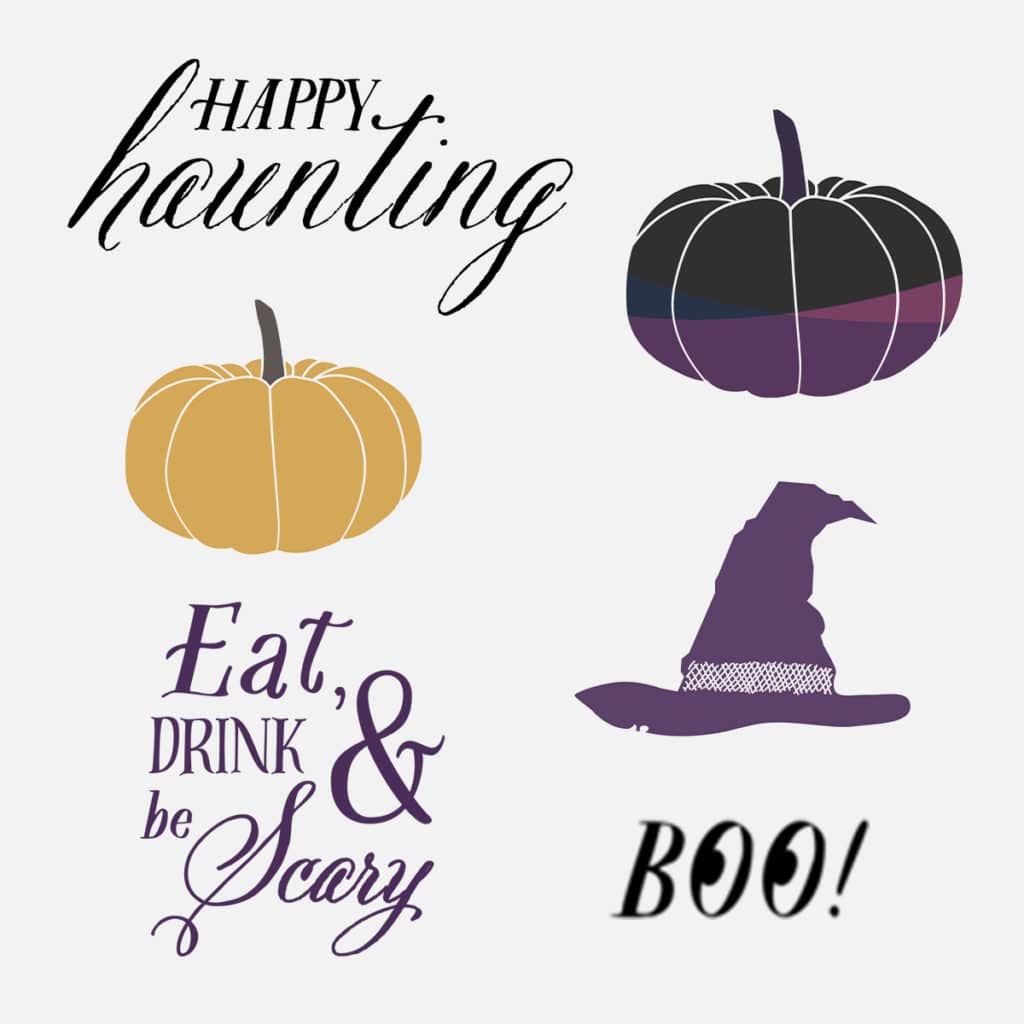 Check out our wide range of free to use Halloween embellishments when create custom gifts + cards
