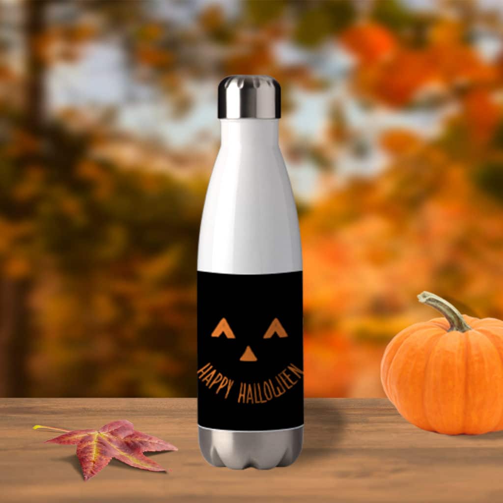 Customise water bottles with Halloween imagery (they keep hot drinks hot too)