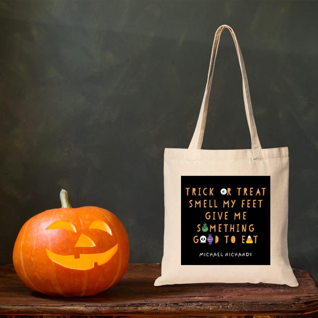 Custom tote bags make perfect swag bags for Halloween candy