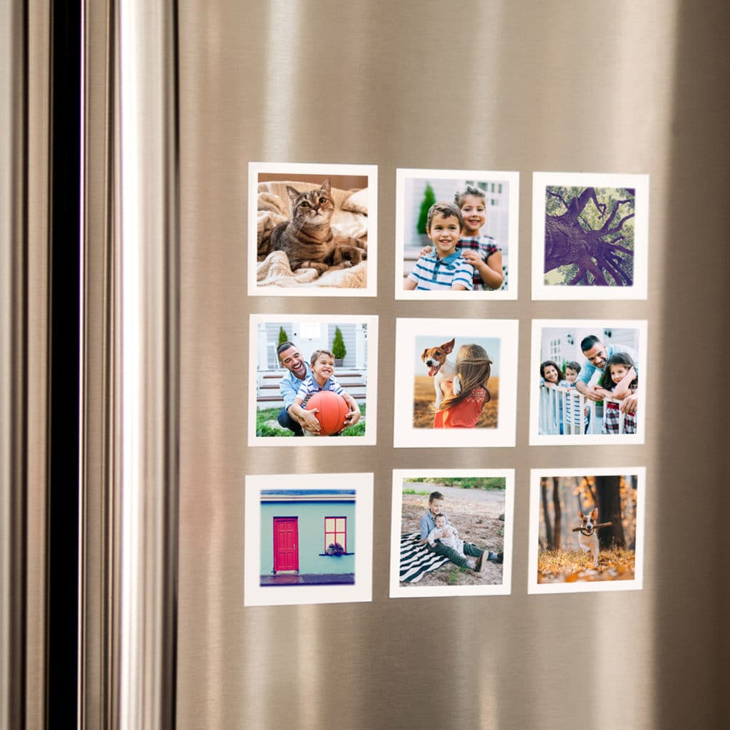 Create a collage of magnetic mini photo prints