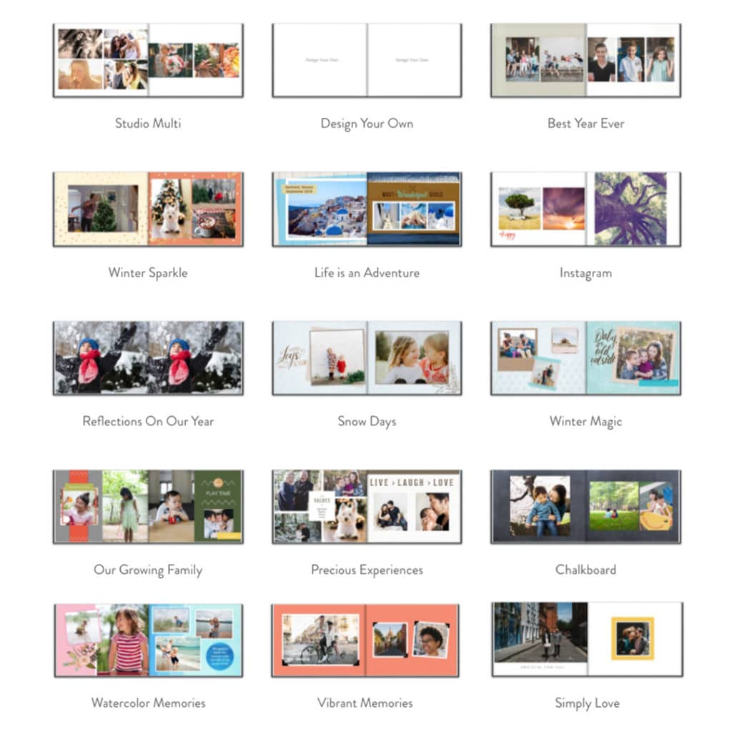 website display of different photo book designs