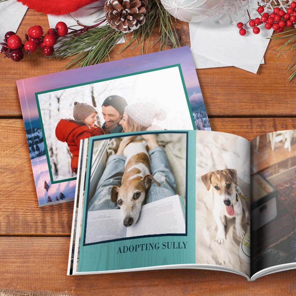 small soft cover photobooks under the christmas tree