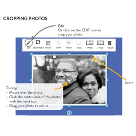 crop photos in the Snapfish photo book builder
