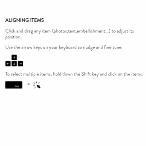 Align items in your photo book layouts