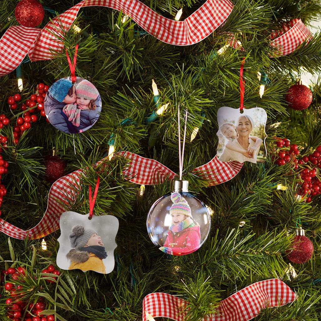 Decorate your tree with ornaments personalised with photos of friends and family