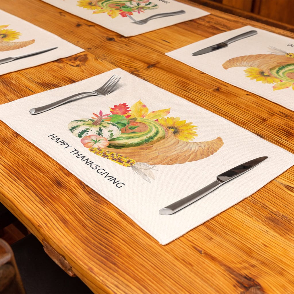Customize your Thanksgiving table with personalized fabric placemats