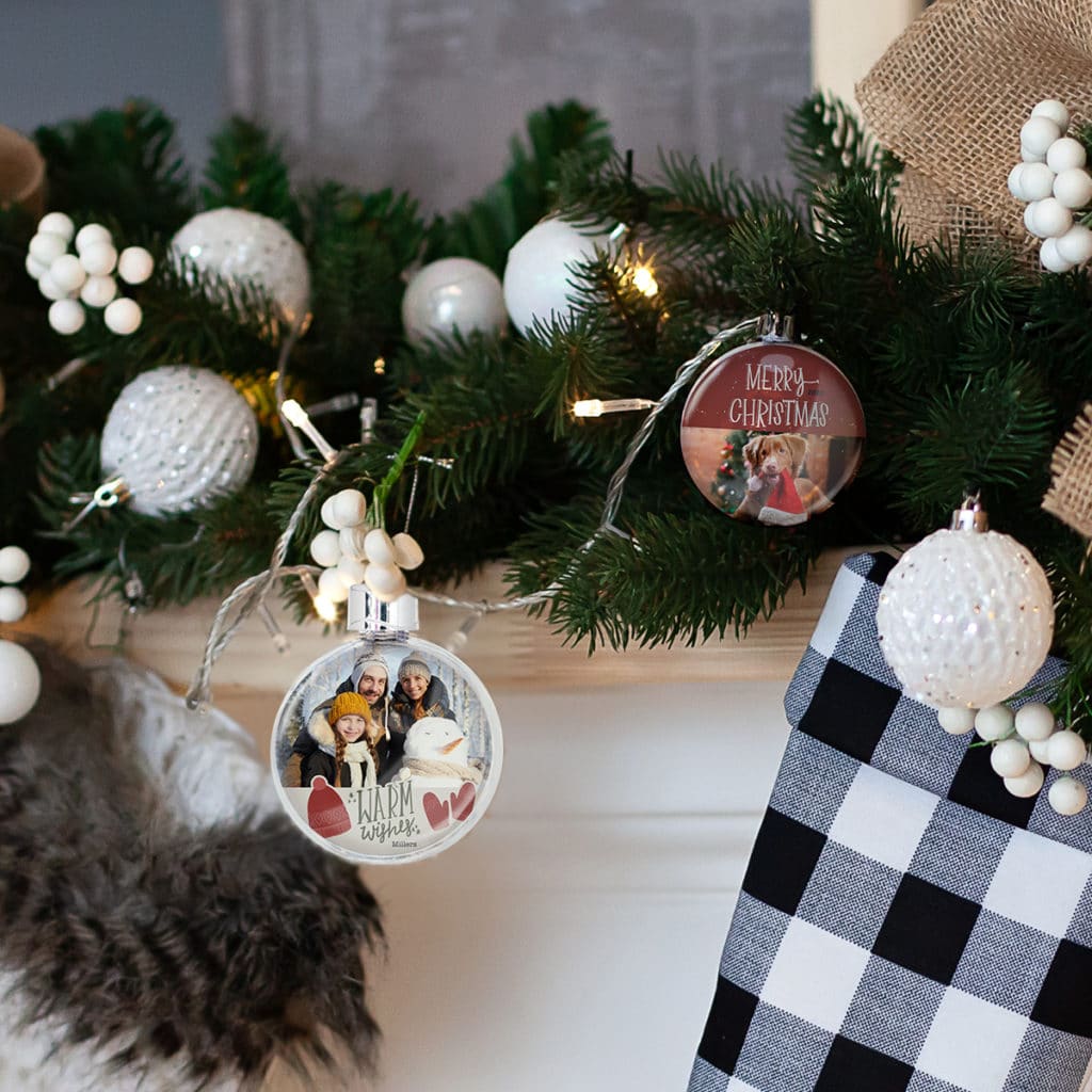 Add personalised ornaments to festive garlands to welcome friends + family to your home