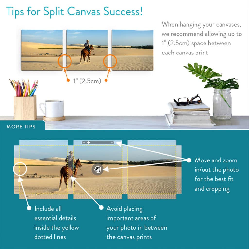 How to space your split canvas prints