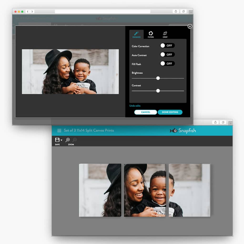 Use our builder to split your photos on canvas