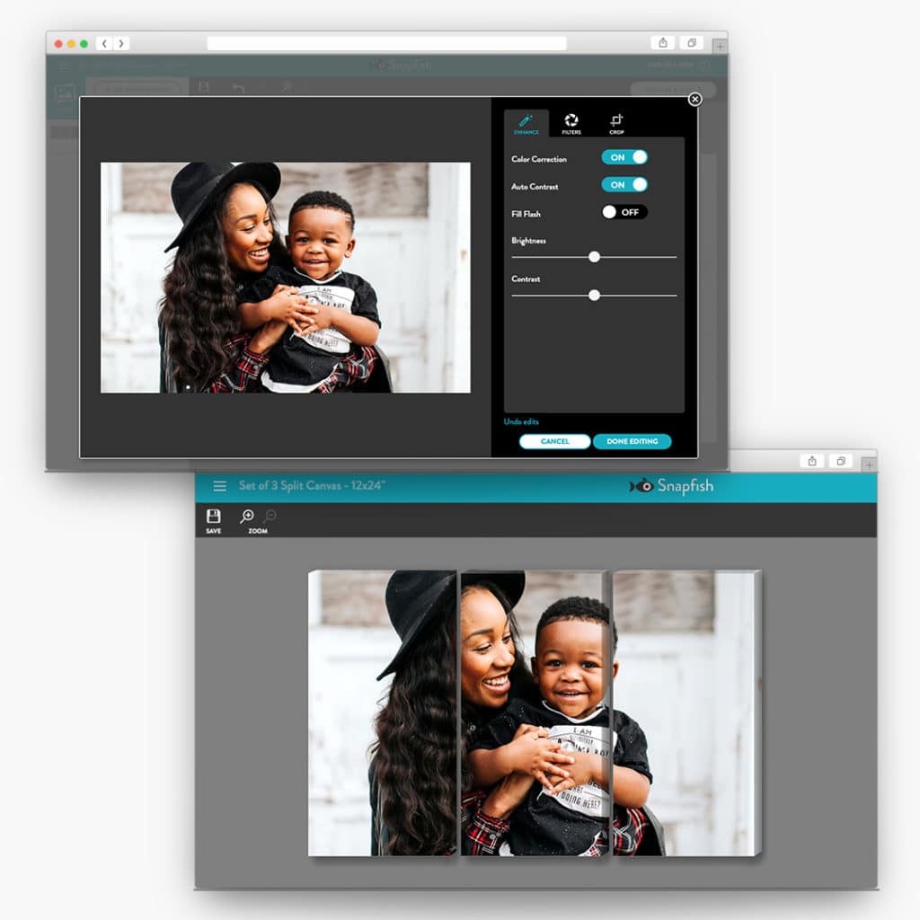 Use our builder to split your photos on canvas