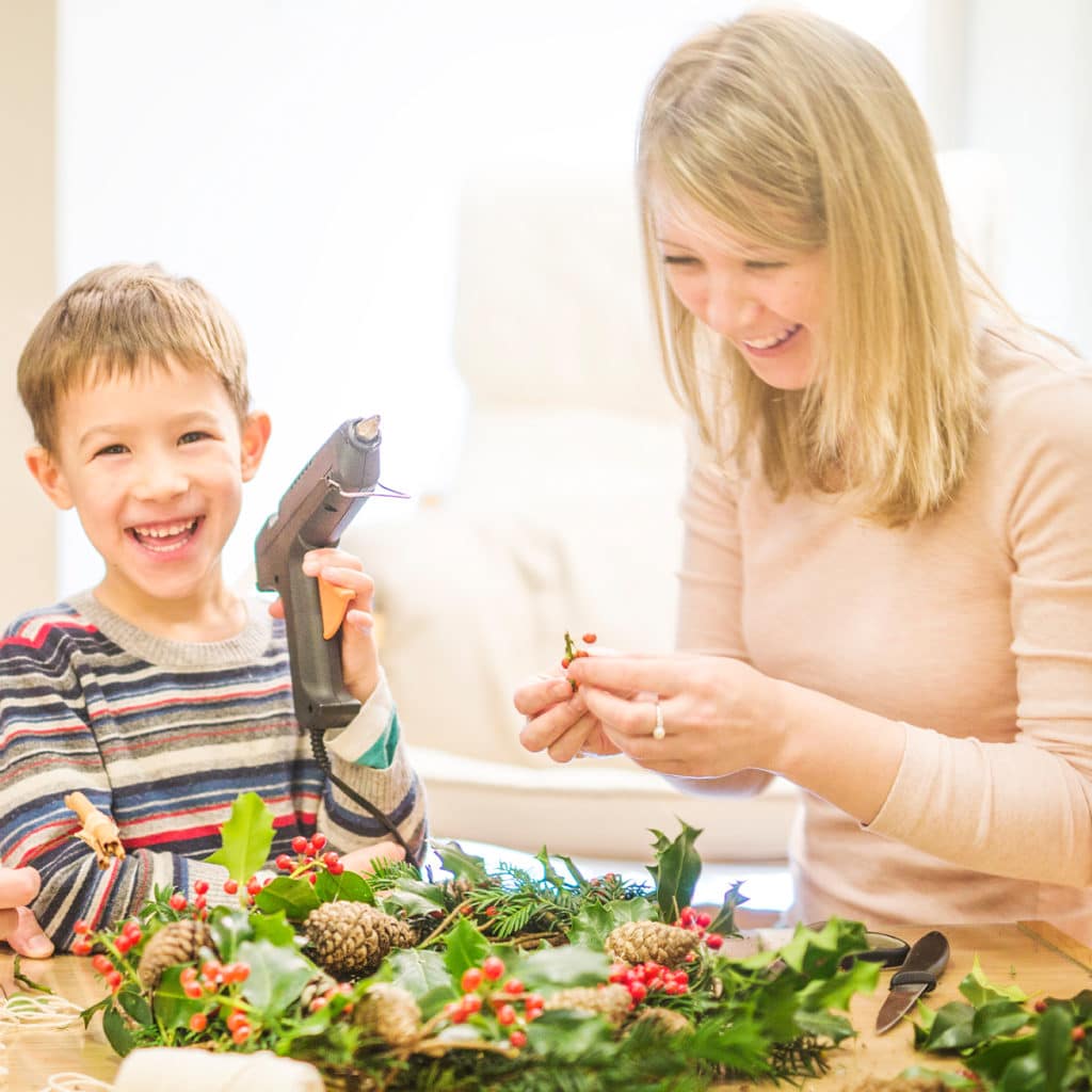 Spend fun times with the family creating festive Christmas card wreath displays