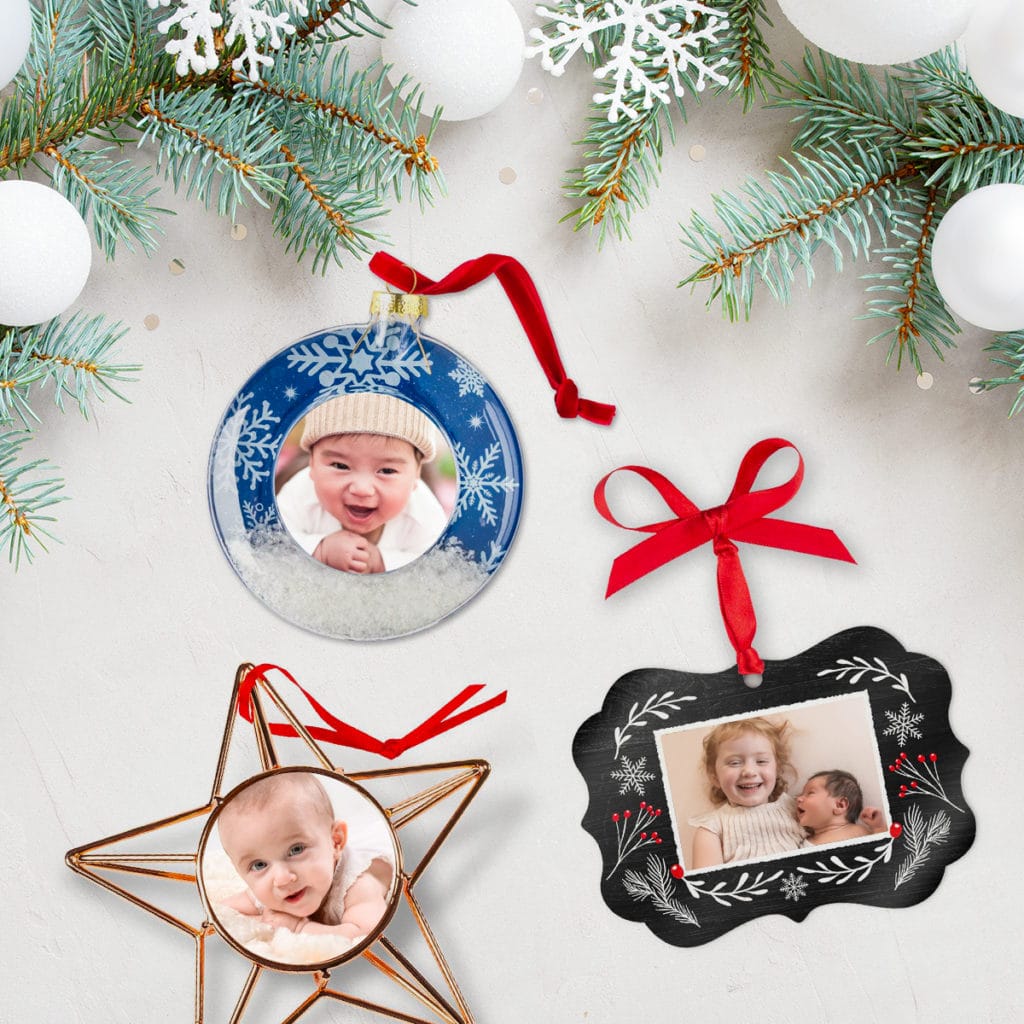 Start a new festive family tradition with photo Christmas tree ornaments