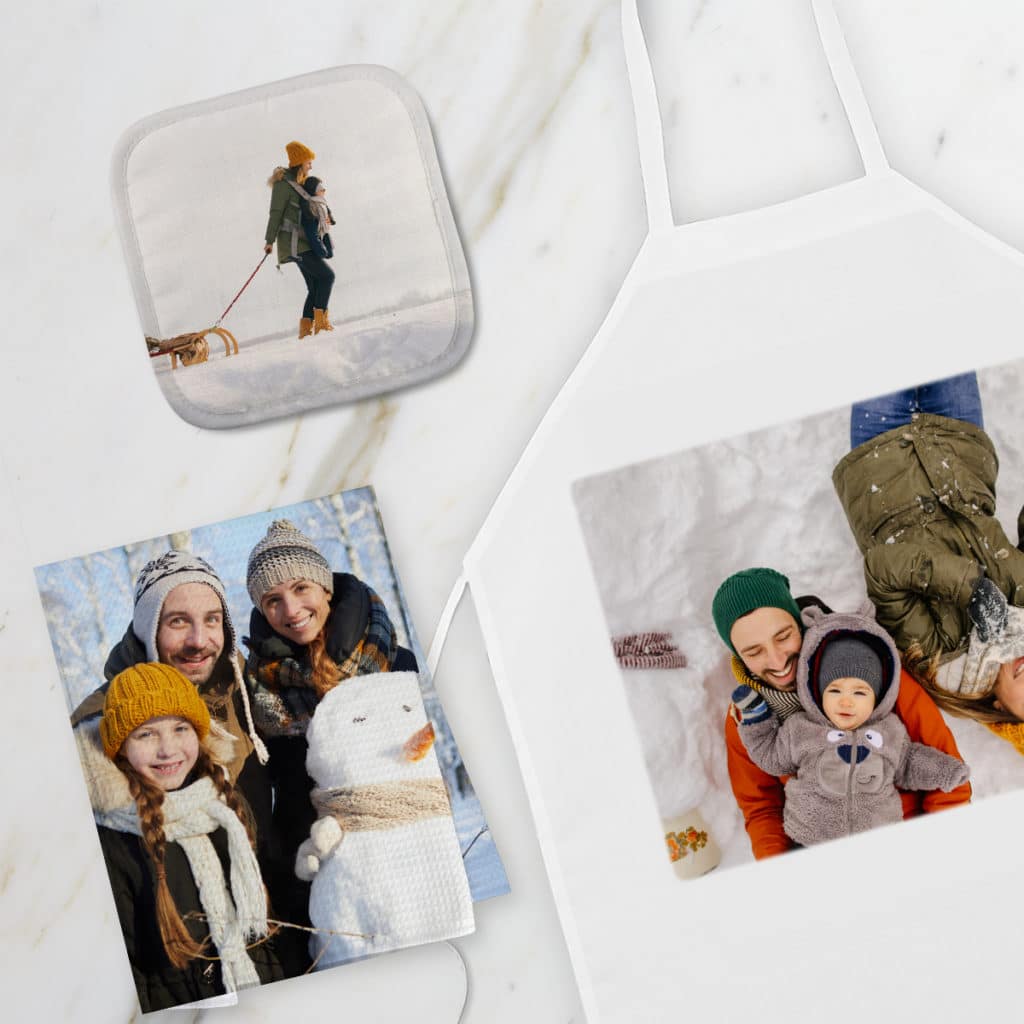 Custom holiday themed kitchenware with photos of you