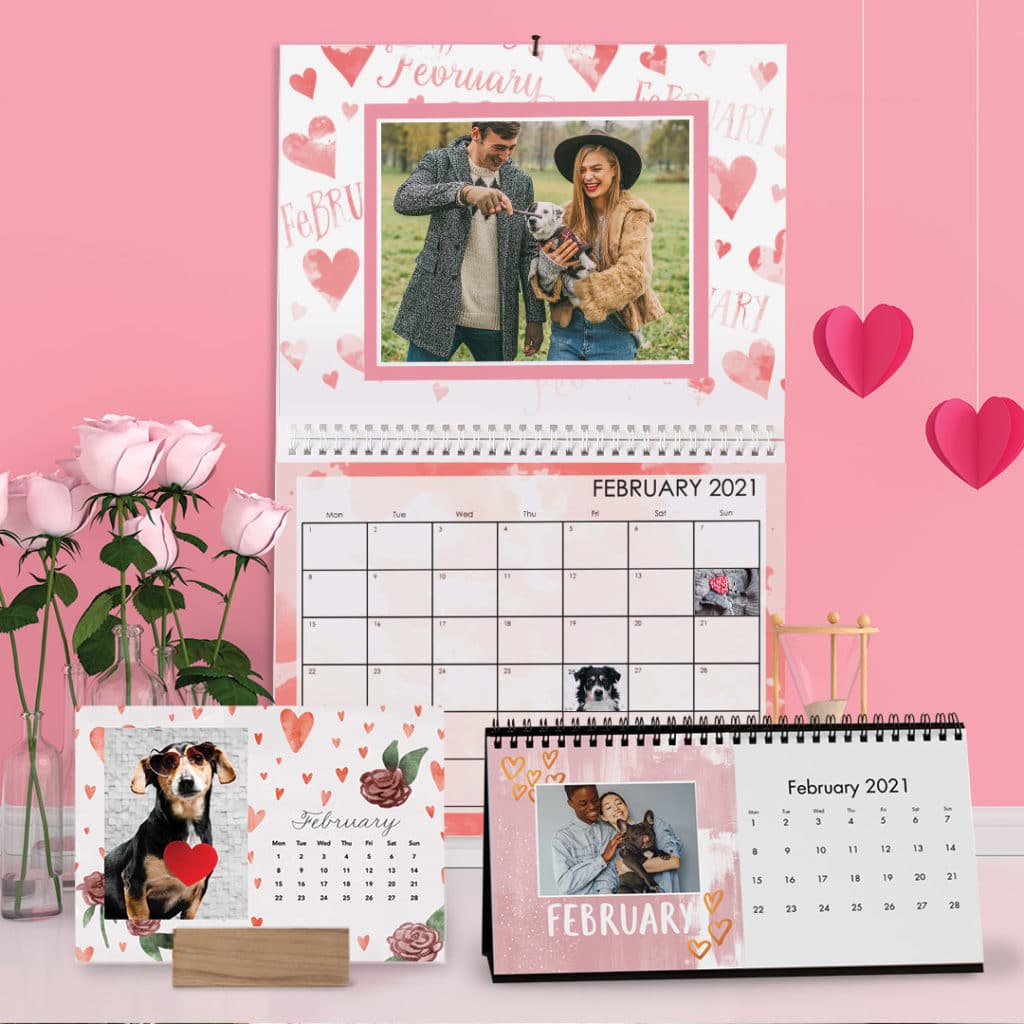 Calendars with photos of couples and dogs