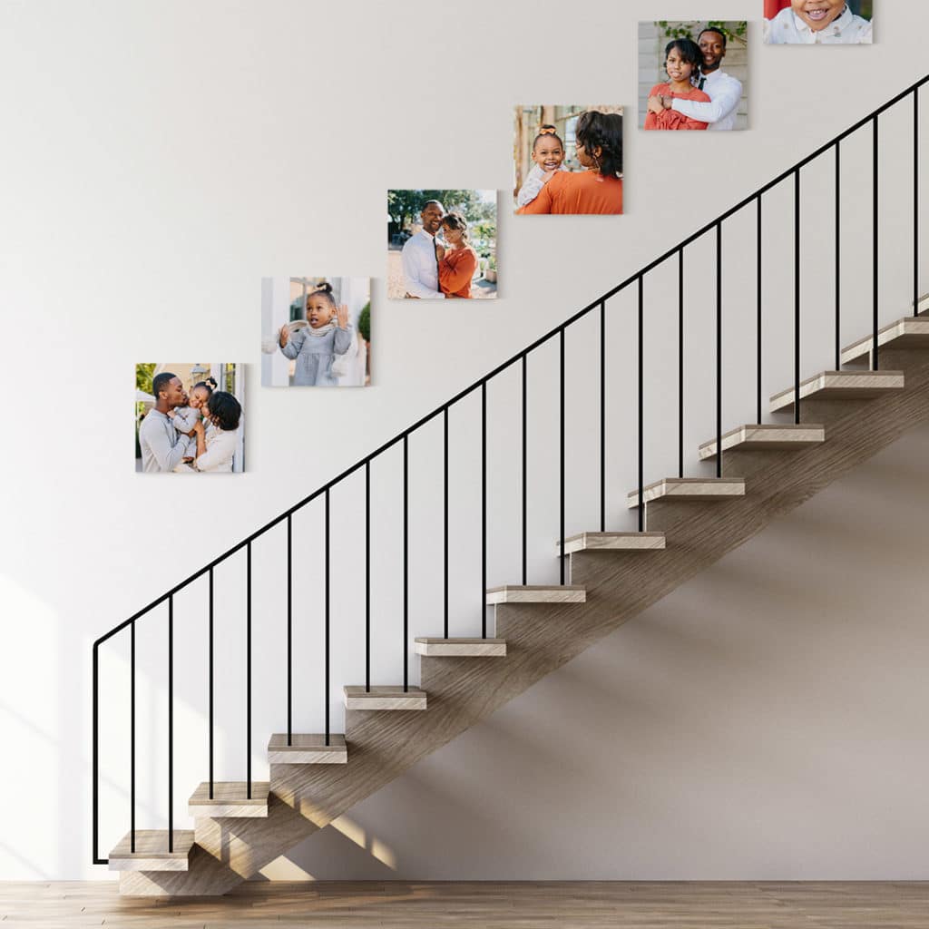 Photo tiles look great displayed up the stairs