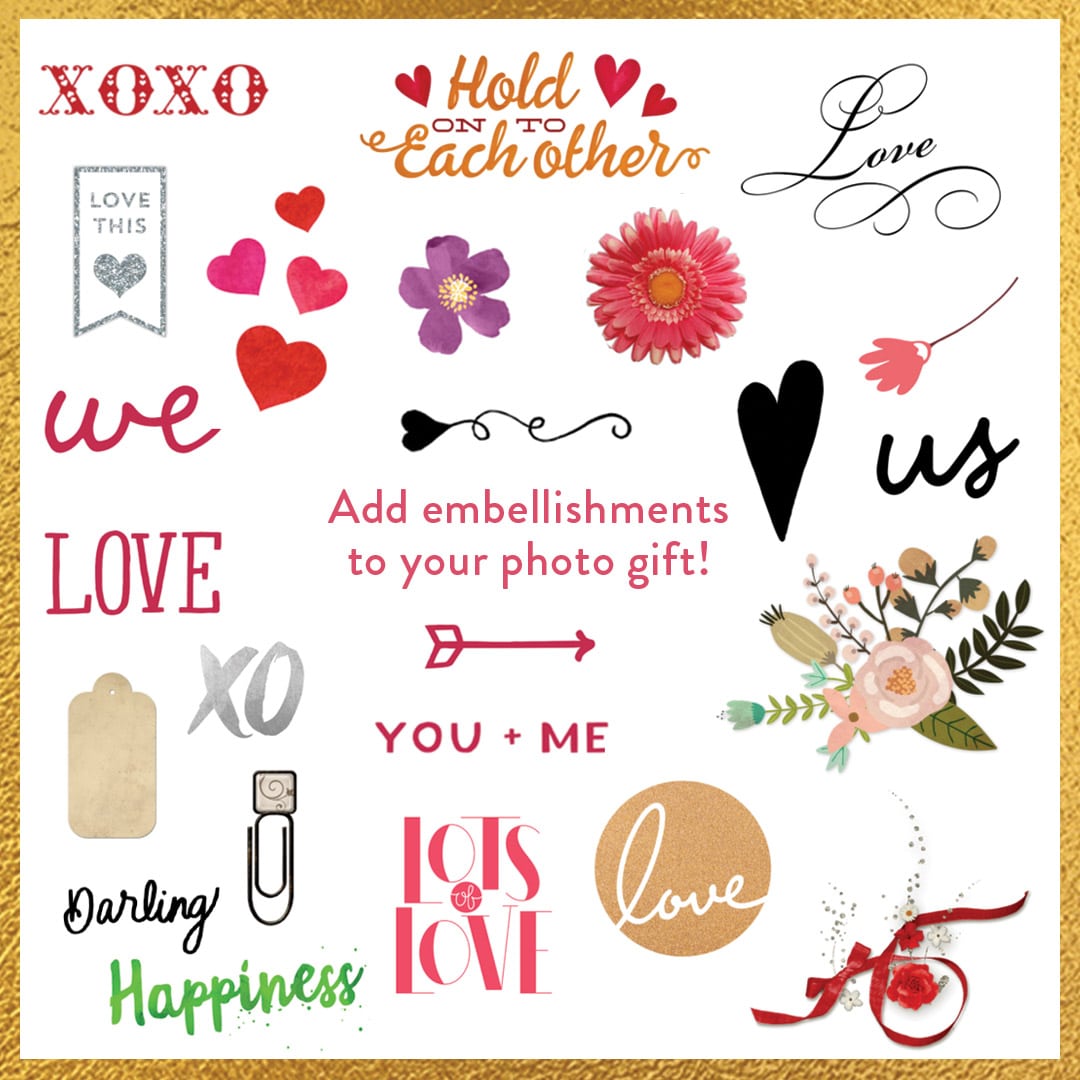 graphical embellishments for Valentines gifts