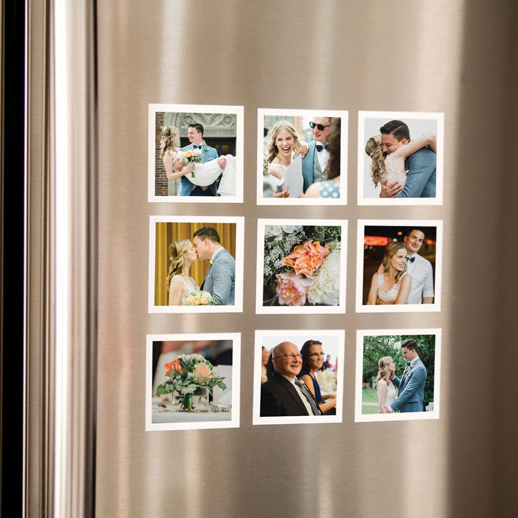 Fridge magnet collection of mini square photo magnets
