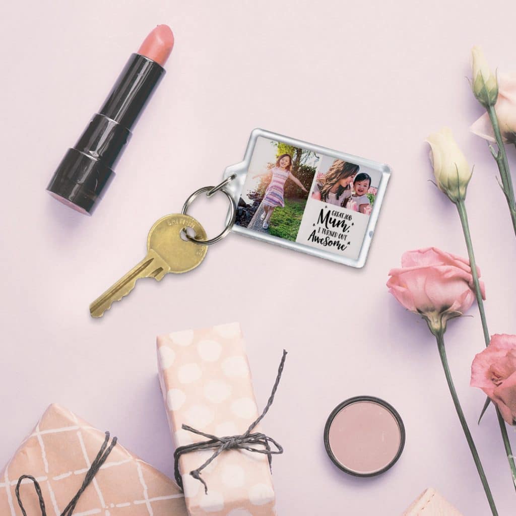 keyring next to makeup