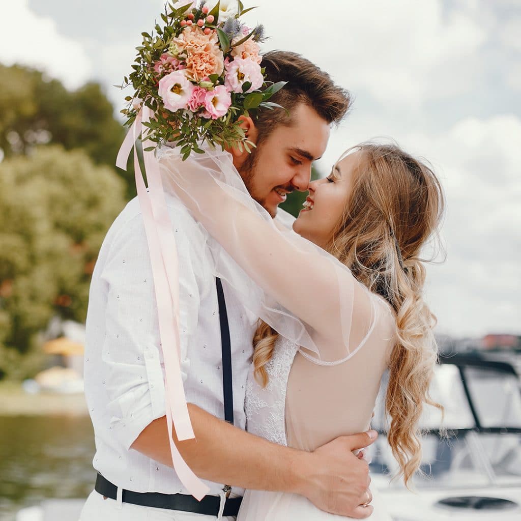 A couple on their wedding day