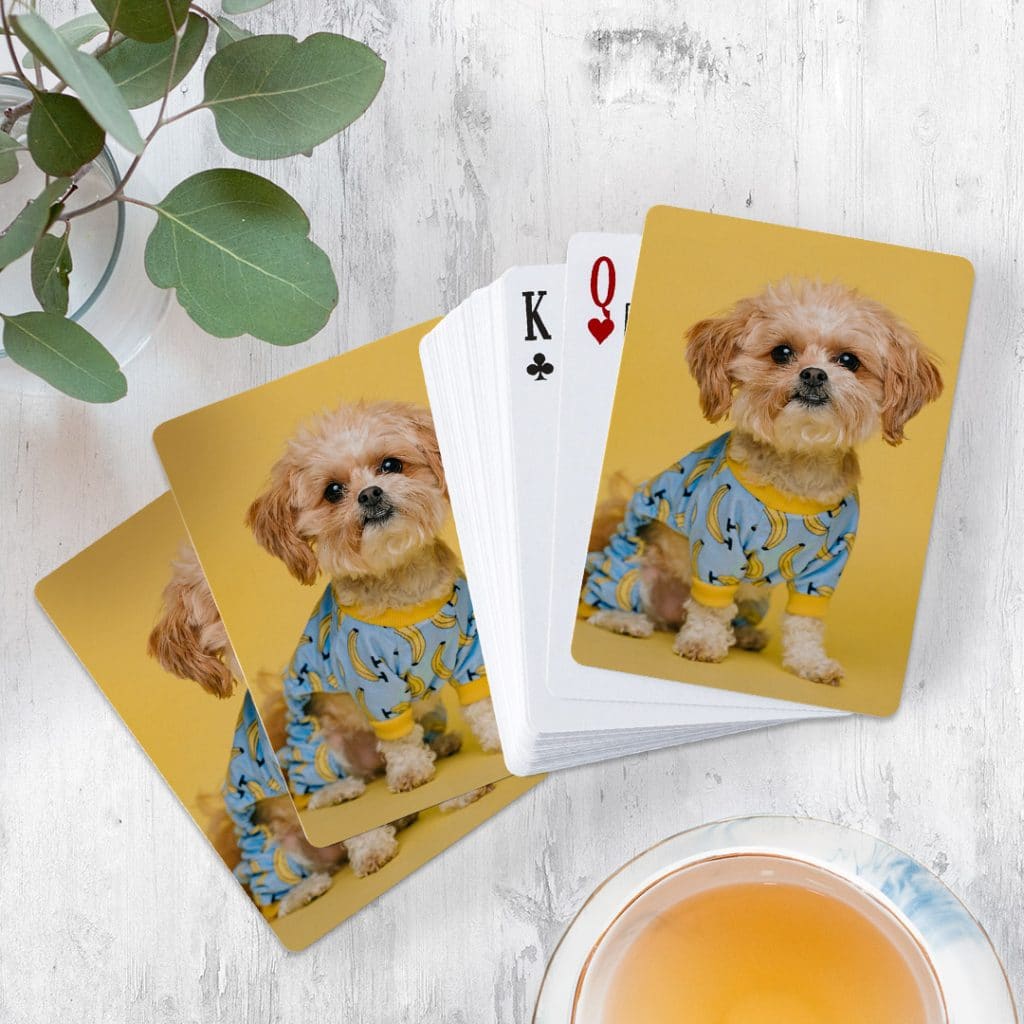 Photo playing cards with cute dog photo