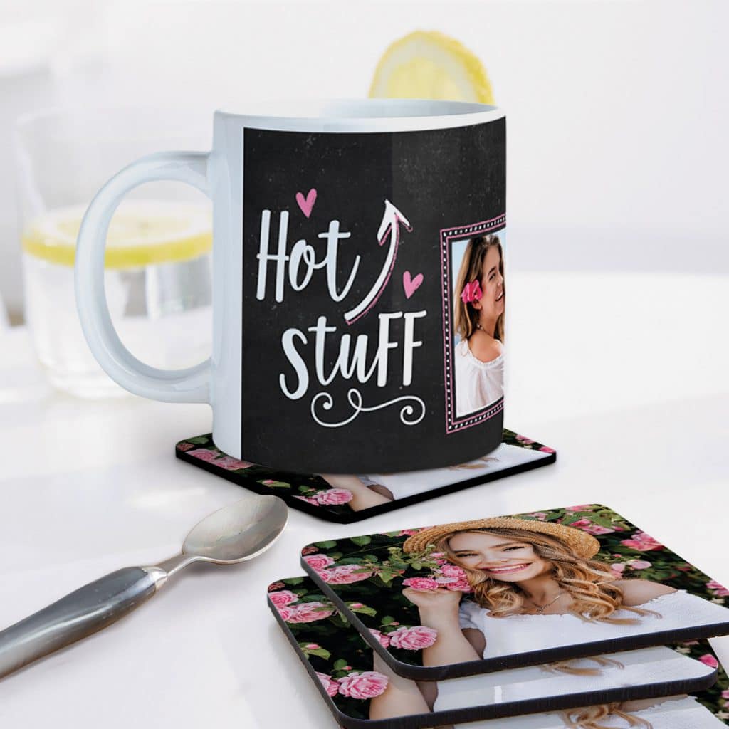photo mug with matching coasters