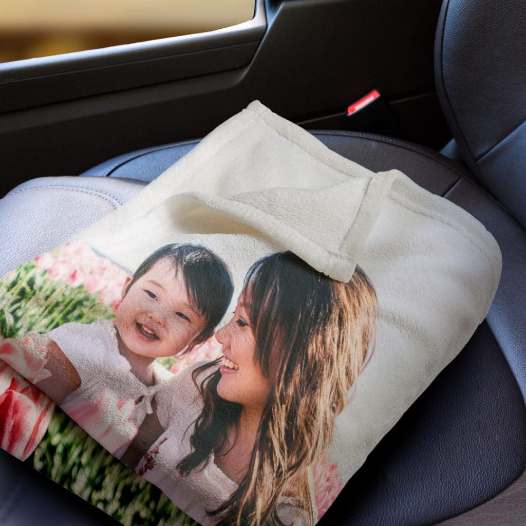 folded blanket on car seat