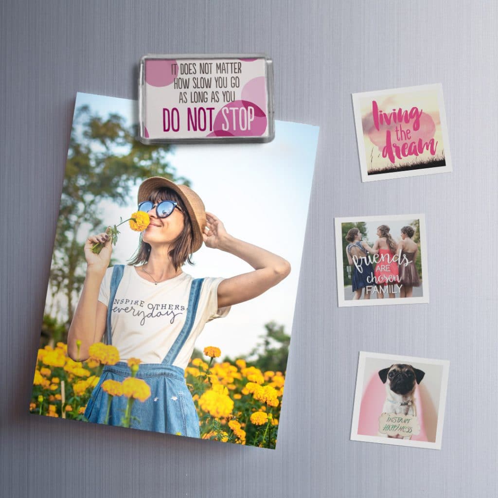 Print inspirational quotes on photo magnets to stay on track