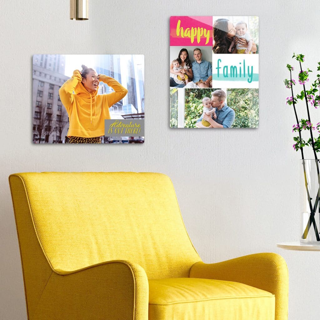 Create unique metal photo prints with easy to create photo layouts